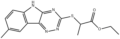 Propanoic acid, 2-[(8-methyl-2H-1,2,4-triazino[5,6-b]indol-3-yl)thio]-, ethyl ester (9CI) Struktur