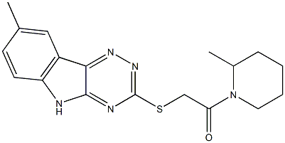 Piperidine, 2-methyl-1-[[(8-methyl-2H-1,2,4-triazino[5,6-b]indol-3-yl)thio]acetyl]- (9CI) Struktur