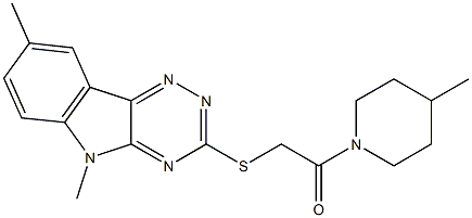 Piperidine, 1-[[(5,8-dimethyl-5H-1,2,4-triazino[5,6-b]indol-3-yl)thio]acetyl]-4-methyl- (9CI) Struktur