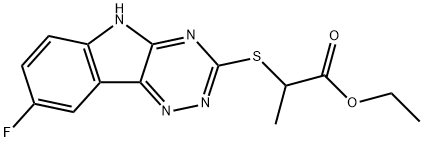 Propanoic acid, 2-[(8-fluoro-2H-1,2,4-triazino[5,6-b]indol-3-yl)thio]-, ethyl ester (9CI) Struktur