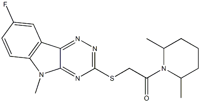 Piperidine, 1-[[(8-fluoro-5-methyl-5H-1,2,4-triazino[5,6-b]indol-3-yl)thio]acetyl]-2,6-dimethyl- (9CI) Struktur