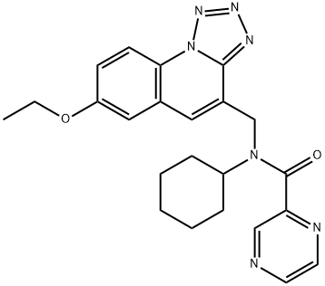 Pyrazinecarboxamide, N-cyclohexyl-N-[(7-ethoxytetrazolo[1,5-a]quinolin-4-yl)methyl]- (9CI) Struktur