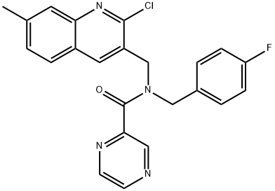 Pyrazinecarboxamide, N-[(2-chloro-7-methyl-3-quinolinyl)methyl]-N-[(4-fluorophenyl)methyl]- (9CI) Struktur