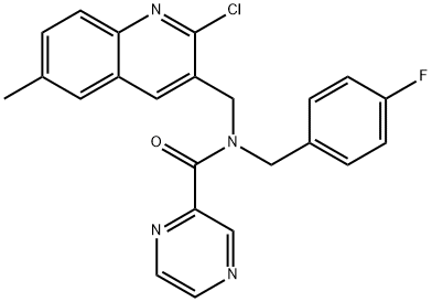 Pyrazinecarboxamide, N-[(2-chloro-6-methyl-3-quinolinyl)methyl]-N-[(4-fluorophenyl)methyl]- (9CI) Struktur