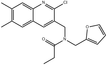 Propanamide, N-[(2-chloro-6,7-dimethyl-3-quinolinyl)methyl]-N-(2-furanylmethyl)- (9CI) Struktur