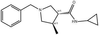 3-Pyrrolidinecarboxamide,N-cyclopropyl-4-methyl-1-(phenylmethyl)-,(3R,4R)- Struktur