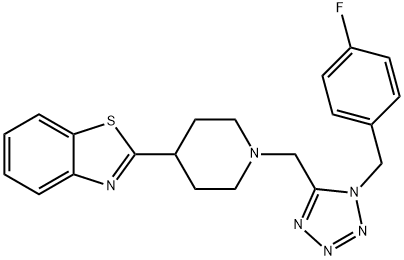 Benzothiazole, 2-[1-[[1-[(4-fluorophenyl)methyl]-1H-tetrazol-5-yl]methyl]-4-piperidinyl]- (9CI) Struktur