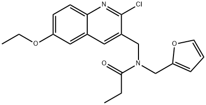 Propanamide, N-[(2-chloro-6-ethoxy-3-quinolinyl)methyl]-N-(2-furanylmethyl)- (9CI) Struktur