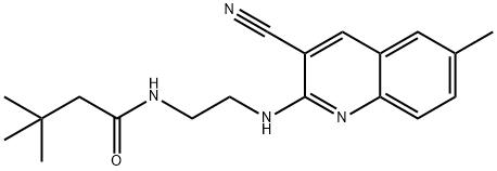 Butanamide, N-[2-[(3-cyano-6-methyl-2-quinolinyl)amino]ethyl]-3,3-dimethyl- (9CI) Struktur