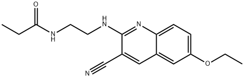 Propanamide, N-[2-[(3-cyano-6-ethoxy-2-quinolinyl)amino]ethyl]- (9CI) Struktur