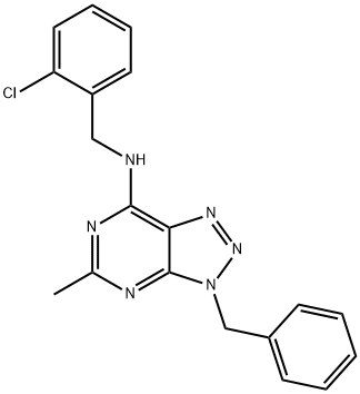 3H-1,2,3-Triazolo[4,5-d]pyrimidin-7-amine, N-[(2-chlorophenyl)methyl]-5-methyl-3-(phenylmethyl)- (9CI) Struktur