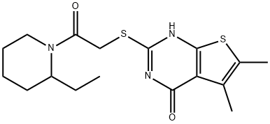 Piperidine, 1-[[(1,4-dihydro-5,6-dimethyl-4-oxothieno[2,3-d]pyrimidin-2-yl)thio]acetyl]-2-ethyl- (9CI) Struktur