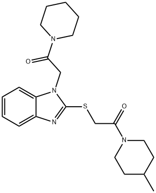 Piperidine, 4-methyl-1-[[[1-[2-oxo-2-(1-piperidinyl)ethyl]-1H-benzimidazol-2-yl]thio]acetyl]- (9CI) Struktur