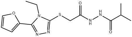 Propanoic acid, 2-methyl-, 2-[[[4-ethyl-5-(2-furanyl)-4H-1,2,4-triazol-3-yl]thio]acetyl]hydrazide (9CI) Struktur