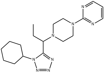 Pyrimidine, 2-[4-[1-(1-cyclohexyl-1H-tetrazol-5-yl)propyl]-1-piperazinyl]- (9CI) Struktur