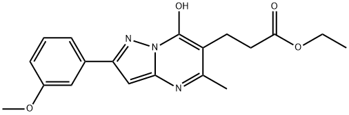 Pyrazolo[1,5-a]pyrimidine-6-propanoic acid, 7-hydroxy-2-(3-methoxyphenyl)-5-methyl-, ethyl ester (9CI) Struktur