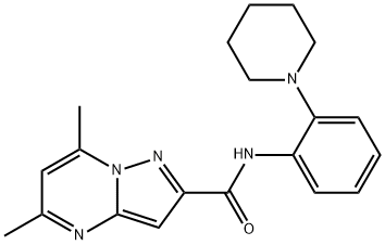 Pyrazolo[1,5-a]pyrimidine-2-carboxamide, 5,7-dimethyl-N-[2-(1-piperidinyl)phenyl]- (9CI) Struktur