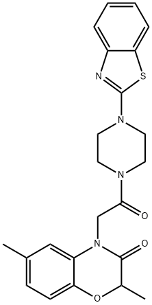 Piperazine, 1-(2-benzothiazolyl)-4-[(2,3-dihydro-2,6-dimethyl-3-oxo-4H-1,4-benzoxazin-4-yl)acetyl]- (9CI) Struktur