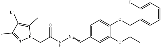 1H-Pyrazole-1-aceticacid,4-bromo-3,5-dimethyl-,[[3-ethoxy-4-[(2-fluorophenyl)methoxy]phenyl]methylene]hydrazide(9CI) Struktur