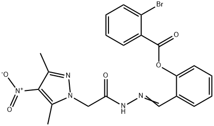 1H-Pyrazole-1-aceticacid,3,5-dimethyl-4-nitro-,[[2-[(2-bromobenzoyl)oxy]phenyl]methylene]hydrazide(9CI) Struktur