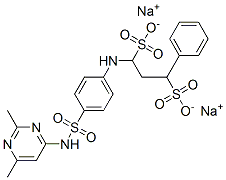 disodium 1-[[4-[[(2,6-dimethyl-4-pyrimidinyl)amino]sulphonyl]phenyl]amino]-3-phenylpropane-1,3-disulphonate Struktur