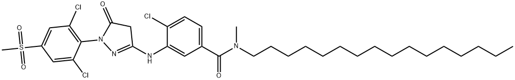 4-chloro-3-[[1-[2,6-dichloro-4-(methylsulphonyl)phenyl]-4,5-dihydro-5-oxo-1H-pyrazol-3-yl]amino]-N-hexadecyl-N-methylbenzamide Struktur