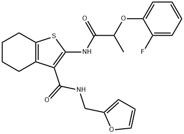 2-{[2-(2-fluorophenoxy)propanoyl]amino}-N-(2-furylmethyl)-4,5,6,7-tetrahydro-1-benzothiophene-3-carboxamide Struktur