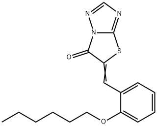 5-[2-(hexyloxy)benzylidene][1,3]thiazolo[3,2-b][1,2,4]triazol-6(5H)-one Struktur