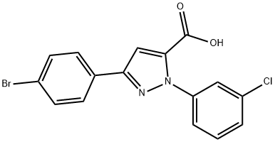 3-(4-BROMOPHENYL)-1-(3-CHLOROPHENYL)-1H-PYRAZOLE-5-CARBOXYLIC ACID Struktur