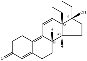 (8S,13S,14S,17S)-13,17-diethyl-17-hydroxy-1,2,6,7,8,14,15,16-octahydrocyclopenta[a]phenanthren-3-one Struktur