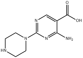 4-Amino-2-(1-piperazinyl)-5-pyrimidinecarboxylic acid Struktur