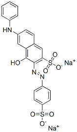 disodium 4-hydroxy-6-(phenylamino)-3-[(4-sulphonatophenyl)azo]naphthalene-2-sulphonate  Struktur