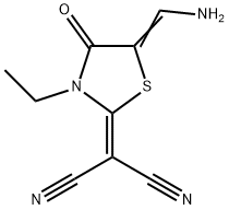 Propanedinitrile, [5-(aminomethylene)-3-ethyl-4-oxo-2-thiazolidinylidene]- (9CI) Struktur