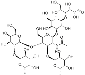 ALPHA-FUC-[1->2]-BETA-GAL-[1->4][ALPHA-FUC-(1->3)]-BETA-GLCNAC-[1->3]-BETA-GAL-[1->4]-GLC Struktur