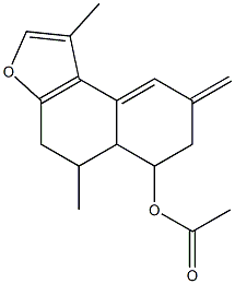 (-)-4,5,5a,6,7,8-Hexahydro-1,5-dimethyl-8-methylenenaphtho[2,1-b]furan-6-ol acetate Struktur