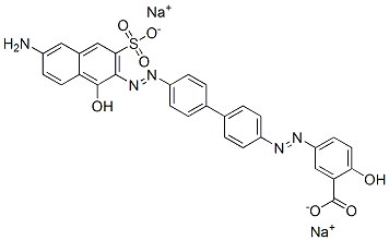 5-[[4'-[(6-Amino-1-hydroxy-3-sulfo-2-naphtyl)azo]-1,1'-biphenyl-4-yl]azo]-2-hydroxybenzoic acid disodium salt Struktur