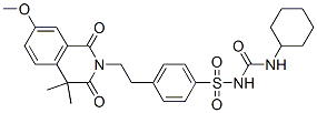 3-cyclohexyl-1-[4-[2-(7-methoxy-4,4-dimethyl-1,3-dioxo-isoquinolin-2-yl)ethyl]phenyl]sulfonyl-urea Struktur