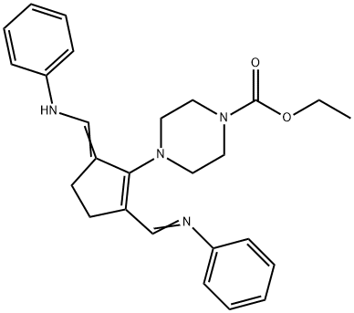 4-[5-[(Phenylamino)methylene]-2-[(phenylimino)methyl]-1-cyclopenten-1-yl]-1-piperazinecarboxylic acid ethyl ester Struktur