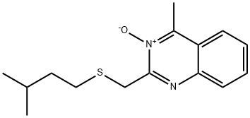 4-methyl-2-(3-methylbutylsulfanylmethyl)-3-oxido-quinazoline Struktur