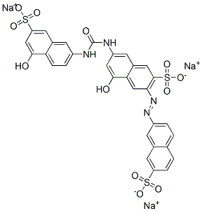 3-[(7-Sulfo-2-naphtyl)azo]-5-hydroxy-7-[3-(7-sulfo-5-hydroxy-2-naphtyl)ureido]-2-naphthalenesulfonic acid trisodium salt Struktur