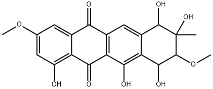 7,8,9,10-Tetrahydro-1,7,8,10,11-pentahydroxy-3,9-dimethoxy-8-methylnaphthacene-5,12-dione Struktur