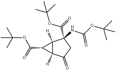 (1S,2S,5R,6R)-di-tert-butyl 2-(tert-butoxycarbonyl)-4-oxobicyclo[3.1.0]hexane-2,6-dicarboxylate Struktur