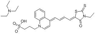 1(4H)-QUINOLINEPROPANESULFONIC ACID, 4-[4-(3-ETHYL-4-OXO-2-THIOXO-5-THIAZOLIDINYLIDENE)-2-BUTENYLIDENE]-, COMPOUND WITH N,N-DIETHYLETHANAMINE (1:1) Struktur