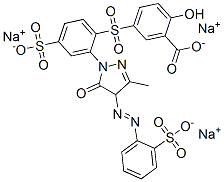 trisodium 5-[[2-[4,5-dihydro-3-methyl-5-oxo-4-[(2-sulphonatophenyl)azo]-1H-pyrazol-1-yl]-4-sulphonatophenyl]sulphonyl]salicylate Struktur