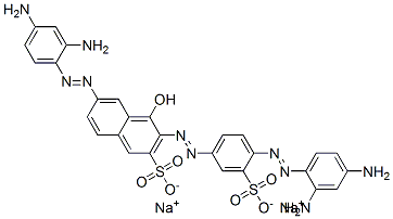 2-Naphthalenesulfonic acid, 6-(2,4-diaminophenyl)azo-3-4-(2,4-diaminophenyl)azo-3-sulfophenylazo-4-hydroxy-, disodium salt Struktur