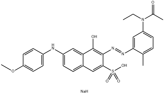 sodium 3-[[5-(acetylethylamino)-o-tolyl]azo]-4-hydroxy-6-[(4-methoxyphenyl)amino]naphthalene-2-sulphonate Struktur