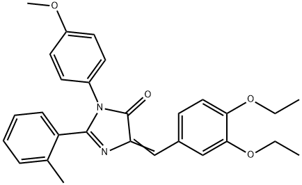 4H-Imidazol-4-one,  5-[(3,4-diethoxyphenyl)methylene]-3,5-dihydro-3-(4-methoxyphenyl)-2-(2-methylphenyl)- Struktur