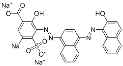 2-Hydroxy-3-[[4-[(2-hydroxy-1-naphthalenyl)azo]-1-naphthalenyl]azo]-5-sodiosulfobenzoic acid sodium salt Struktur