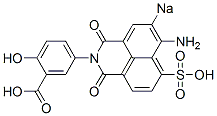 5-(6-Amino-1,3-dioxo-5-sodiosulfo-1H-benzo[de]isoquinoline-2(3H)-yl)-2-hydroxybenzoic acid Struktur