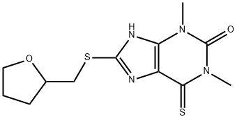 1,3,6,7-Tetrahydro-1,3-dimethyl-8-[(tetrahydrofuran-2-ylmethyl)thio]-6-thioxo-2H-purin-2-one Struktur